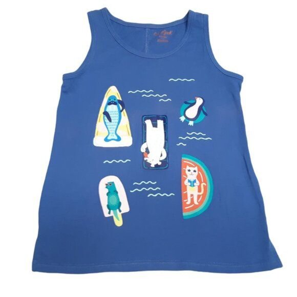 Cat and Jack Tank Top Carters Shirt Girls Size 6 Blue White Beach Lot of 2 - Picture 5 of 10